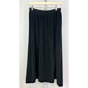 STUDIO 90 Vintage  Sz 3 Approx. M Lantern Hem Long Skirt Ribbed Velour Black